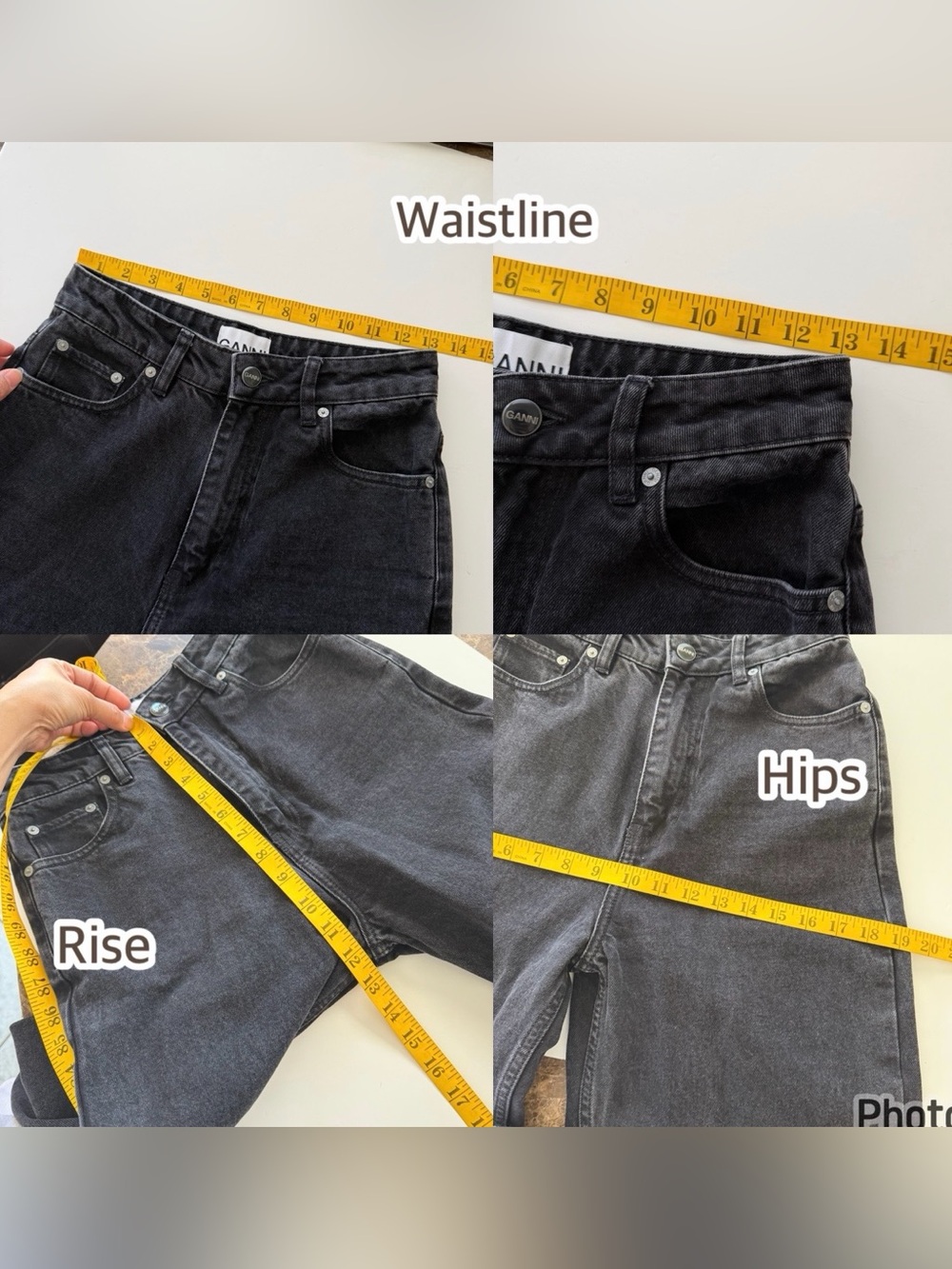 GANNI Magny Wide Leg Jeans in Washed Black High Waisted. - Picture 11 of 12